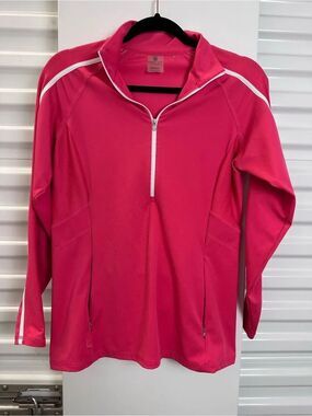 Kate Lord pink women's quarter-zip performance pullover